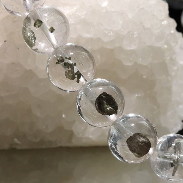 画像5: ブレス　マーカサイトインクォーツ＜ブラジル産＞　丸　約9mm　マルカジット　強い意志　夢　願い　憧れ　パワーストーン　天然石　品番：17818