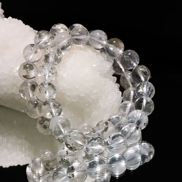 画像6: ブレス　マーカサイトインクォーツ＜ブラジル産＞　丸　約11mm　マルカジット　強い意志　夢　願い　憧れ　パワーストーン　天然石　品番：17821