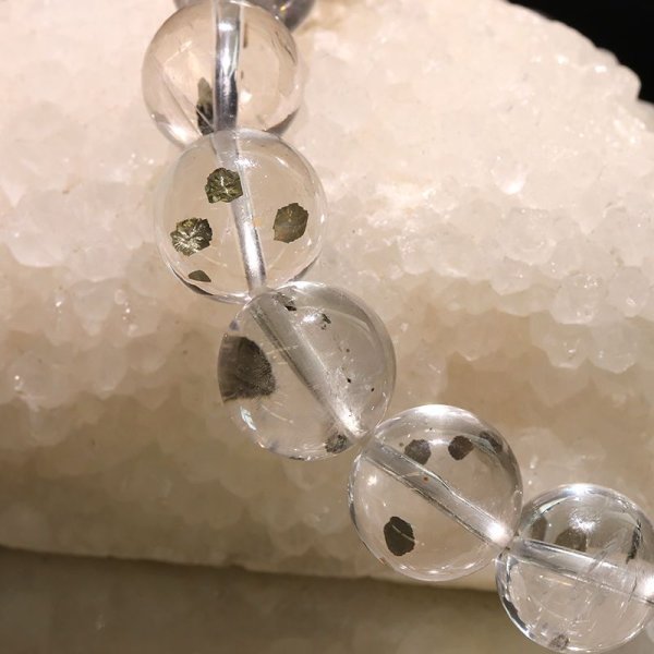 画像5: ブレス　マーカサイトインクォーツ＜ブラジル産＞　丸　約11〜11.5mm　マルカジット　強い意志　夢　願い　憧れ　パワーストーン　天然石　品番：17822