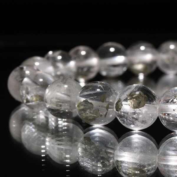 画像3: ブレス　マーカサイトインクォーツ＜ブラジル産＞　丸　約8mm　マルカジット　強い意志　夢　願い　憧れ　パワーストーン　天然石　品番：17816