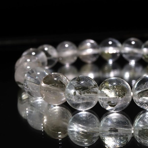 画像3: ブレス　マーカサイトインクォーツ＜ブラジル産＞　丸　約9.5mm　マルカジット　強い意志　夢　願い　憧れ　パワーストーン　天然石　品番：17819