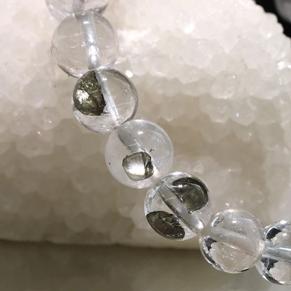 画像5: ブレス　マーカサイトインクォーツ＜ブラジル産＞　丸　約8.5mm　マルカジット　強い意志　夢　願い　憧れ　パワーストーン　天然石　品番：17817