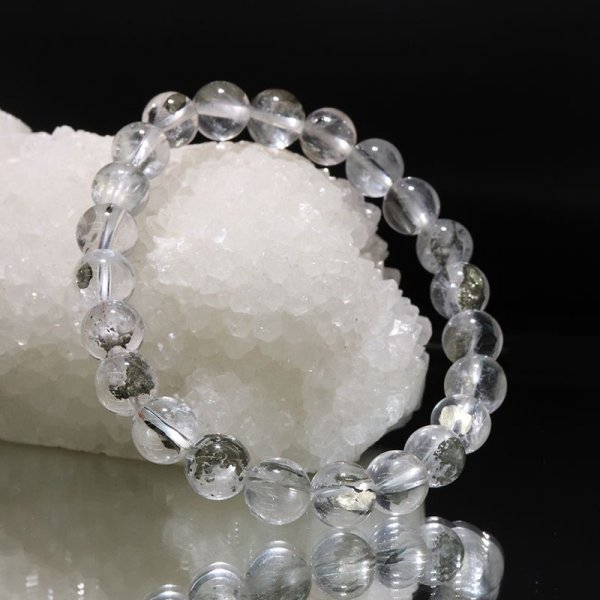 画像6: ブレス　マーカサイトインクォーツ＜ブラジル産＞　丸　約8mm　マルカジット　強い意志　夢　願い　憧れ　パワーストーン　天然石　品番：17816