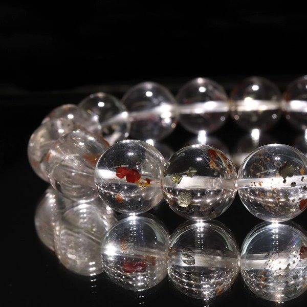 画像3: ブレス　マーカサイトインクォーツ＜ブラジル産＞　丸　約12mm　マルカジット　強い意志　夢　願い　憧れ　パワーストーン　天然石　品番：17824