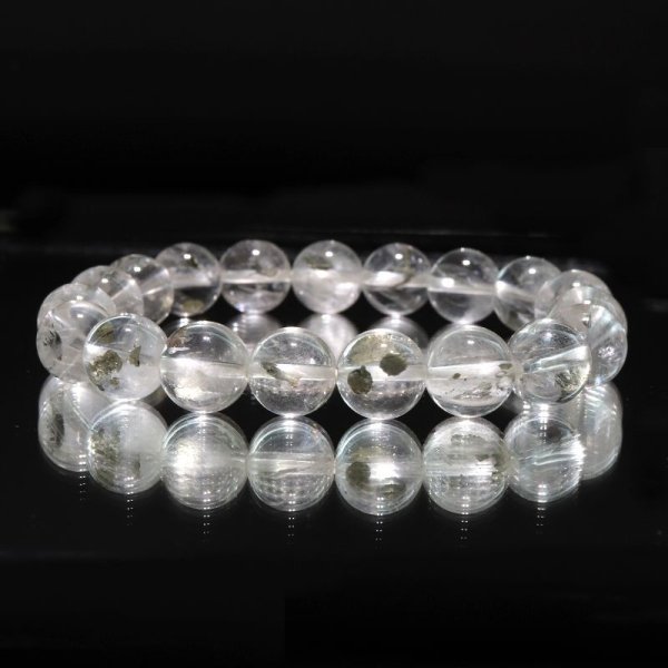 画像4: ブレス　マーカサイトインクォーツ＜ブラジル産＞　丸　約10mm　マルカジット　強い意志　夢　願い　憧れ　パワーストーン　天然石　品番：17820