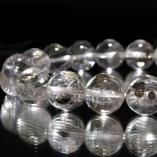 画像3: ブレス　マーカサイトインクォーツ＜ブラジル産＞　丸　約11mm　マルカジット　強い意志　夢　願い　憧れ　パワーストーン　天然石　品番：17821