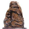 【一点物】置物　タイガーアイ　龍　アフリカ産　台付き　風水　家庭円満　出世　商運　財運　金運　仕事運　お守り　パワーストーン　天然石　品番：17848