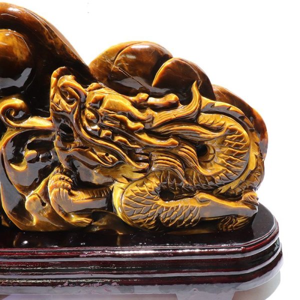 画像4: 【一点物】置物　タイガーアイ　龍　アフリカ産　台付き　風水　家庭円満　出世　商運　財運　金運　仕事運　お守り　パワーストーン　天然石　品番：17864