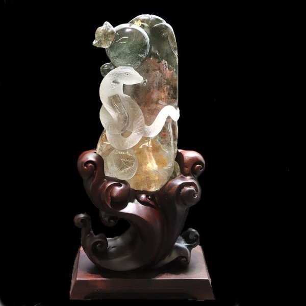 画像5: 【一点物】置物　ガーデンクォーツ　蛇　ブラジル産　干支　弁財天の眷属　台付き　癒し　心のヒーリング　精神安定　自然治癒力　パワーストーン　天然石　品番：17869