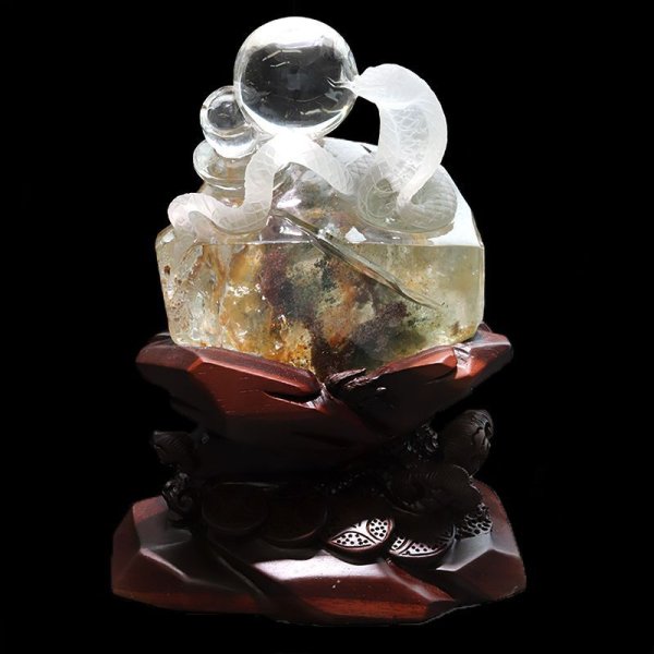 画像5: 【一点物】置物 ガーデンクォーツ 蛇 ブラジル産 干支 弁財天の眷属 台付き 癒し 心のヒーリング 精神安定 自然治癒力 パワーストーン 天然石 品番:17867