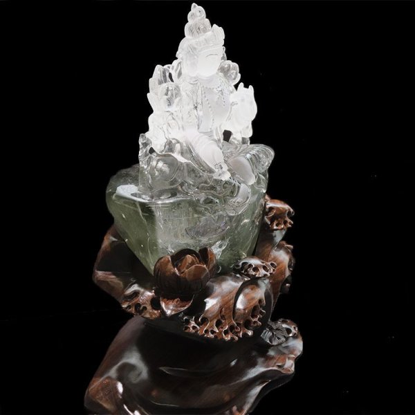 画像4: 【一点物】置物　ガーデンクォーツ　グリーンターラ　ブラジル産　菩薩　台付き　癒し　心のヒーリング　精神安定　自然治癒力　パワーストーン　天然石　品番：17866