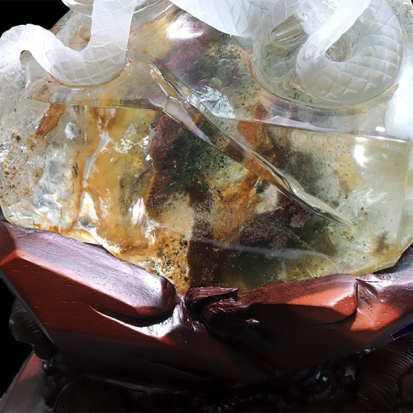 画像3: 【一点物】置物 ガーデンクォーツ 蛇 ブラジル産 干支 弁財天の眷属 台付き 癒し 心のヒーリング 精神安定 自然治癒力 パワーストーン 天然石 品番:17867