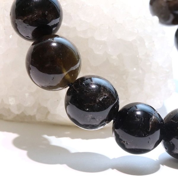 画像4: 【日本銘石】ブレス　山梨黒平黒水晶＜山梨県＞　草入り　AAランク　丸約12mm　証明書付き　浄化　厄除け　邪気払い　パワーストーン　天然石　品番：17917