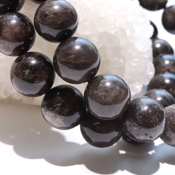 画像4: 【日本銘石】ブレス　山梨黒平黒水晶＜山梨県＞　草入り　Aランク　丸約10mm　証明書付き　浄化　厄除け　邪気払い　パワーストーン　天然石　品番：17916