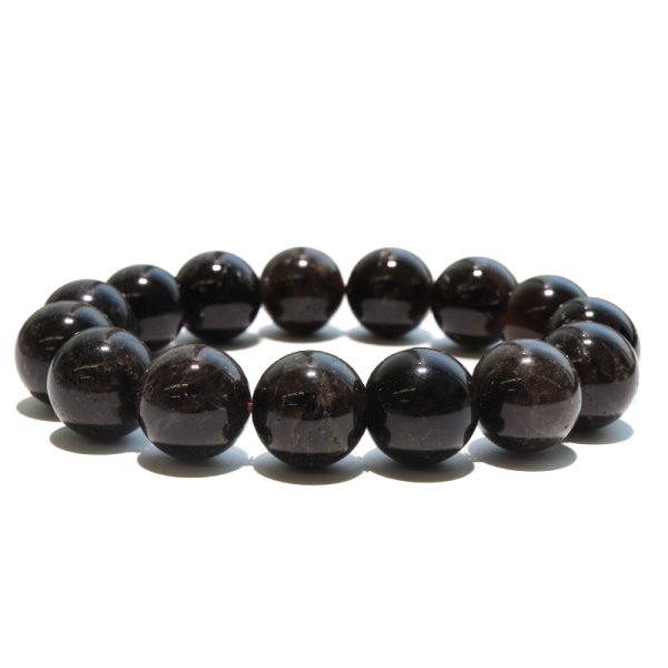 画像3: 【日本銘石】ブレス　山梨黒平黒水晶＜山梨県＞　草入り　AAAランク　丸約14mm　手磨き　桐箱付き　原石付き　証明書付き　浄化　厄除け　邪気払い　パワーストーン　天然石　品番：17930