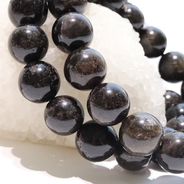 画像4: 【日本銘石】ブレス　山梨黒平黒水晶＜山梨県＞　草入り　AAAランク　丸約12mm　手磨き　桐箱付き　原石付き　証明書付き　浄化　厄除け　邪気払い　パワーストーン　天然石　品番：17928