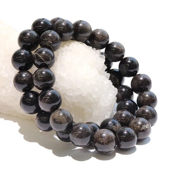 画像5: 【日本銘石】ブレス　山梨黒平黒水晶＜山梨県＞　草入り　AAAランク　丸約12mm　手磨き　桐箱付き　原石付き　証明書付き　浄化　厄除け　邪気払い　パワーストーン　天然石　品番：17928