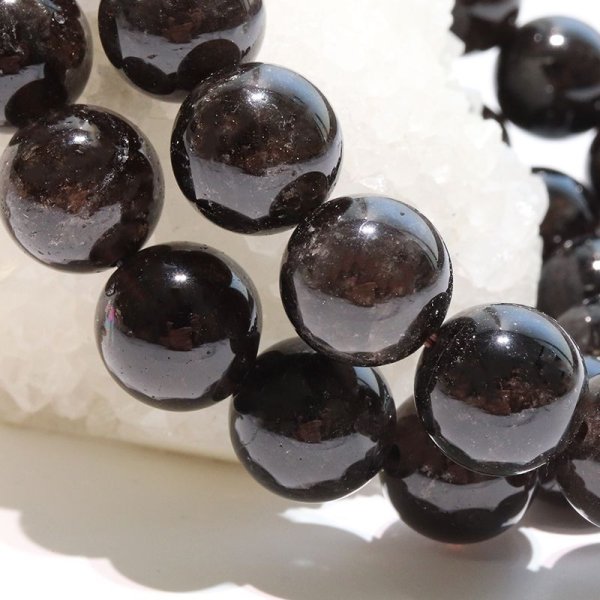 画像4: 【日本銘石】ブレス　山梨黒平黒水晶＜山梨県＞　草入り　AAランク　丸約12mm　手磨き　桐箱付き　原石付き　証明書付き　浄化　厄除け　邪気払い　パワーストーン　天然石　品番：17927