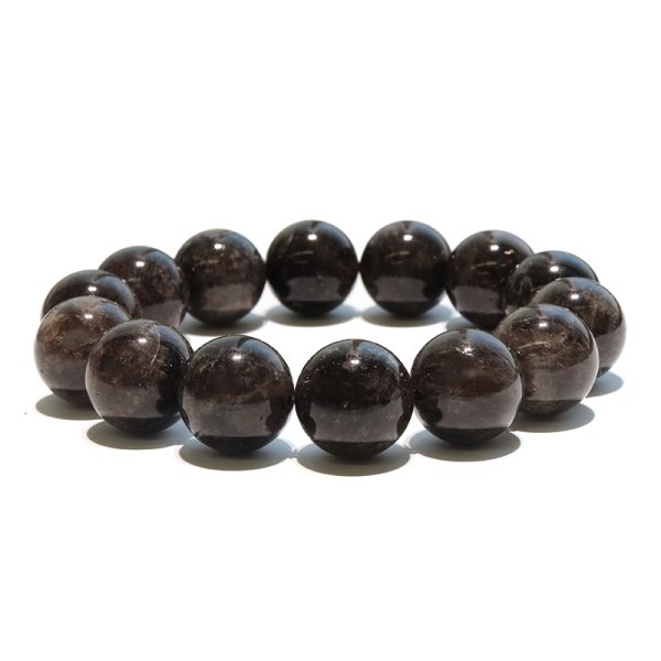 画像3: 【日本銘石】ブレス　山梨黒平黒水晶＜山梨県＞　草入り　Aランク　丸　約15mm　手磨き　桐箱付き　原石付き　証明書付き　浄化　厄除け　邪気払い　パワーストーン　天然石　品番：17942