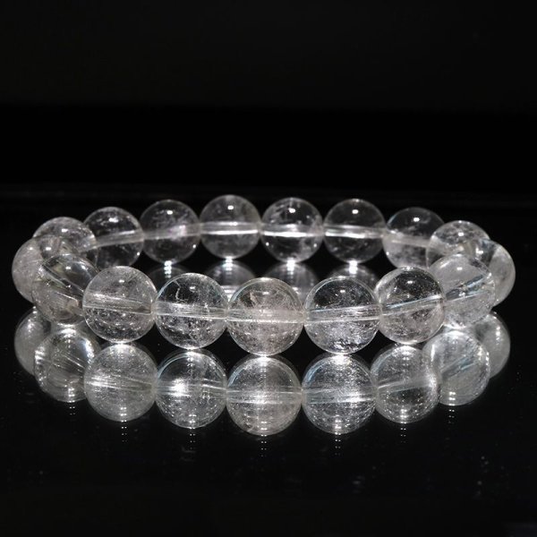 画像3: 【日本銘石】ブレス　山梨黒平水晶＜山梨県＞　AAランク　丸　約12mm　手磨き　桐箱付き　原石付き　証明書付き　浄化　厄除け　邪気払い　パワーストーン　天然石　品番：17943