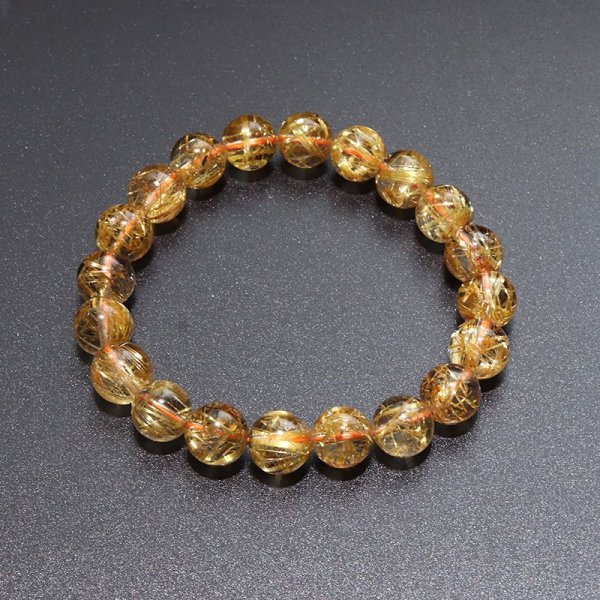 画像5: ブレス　タイチンルチルクォーツ＜ブラジル産＞　丸　約9.5mm　金運　財運　ギャンブル運　パワーストーン　天然石　品番：18028