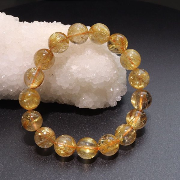 画像7: ブレス　タイチンルチルクォーツ＜ブラジル産＞　丸　約12mm　金運　財運　ギャンブル運　パワーストーン　天然石　品番：18030