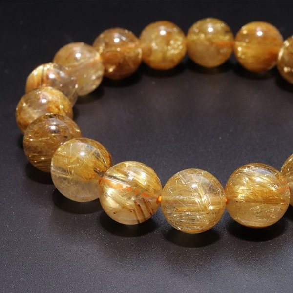 画像3: ブレス　ルチルクォーツ＜ブラジル産＞　丸　約11.5mm　金運　財運　ギャンブル運　パワーストーン　天然石　品番：18032
