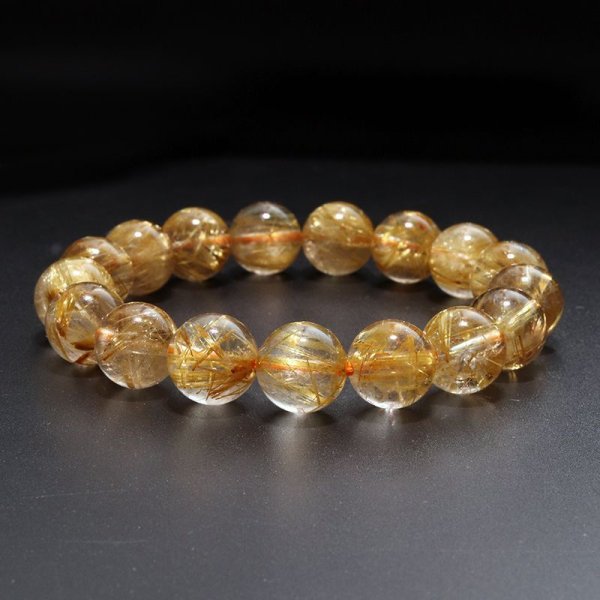 画像3: ブレス　タイチンルチルクォーツ＜ブラジル産＞　丸　約12mm　金運　財運　ギャンブル運　パワーストーン　天然石　品番：18030