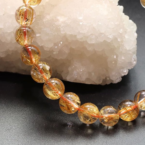 画像5: ブレス　タイチンルチルクォーツ＜ブラジル産＞　丸　約8mm　金運　財運　ギャンブル運　パワーストーン　天然石　品番：18026