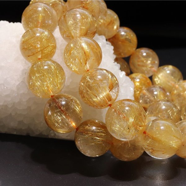 画像7: ブレス　ルチルクォーツ＜ブラジル産＞　丸　約14.5mm　金運　財運　ギャンブル運　パワーストーン　天然石　品番：18033
