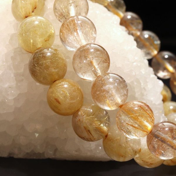 画像5: ブレス　ルチルクォーツ＜ブラジル産＞　丸　約9〜9.9mm　金運　財運　ギャンブル運　パワーストーン　天然石　品番：18035
