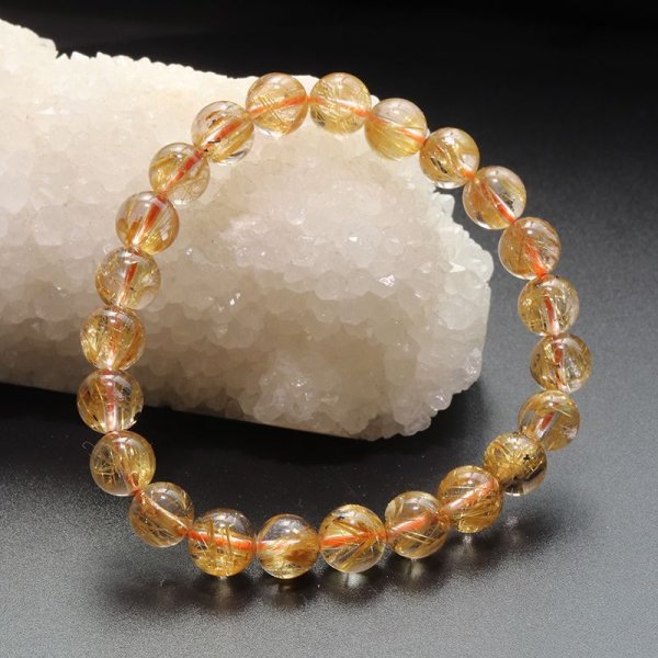 画像6: ブレス　タイチンルチルクォーツ＜ブラジル産＞　丸　約8mm　金運　財運　ギャンブル運　パワーストーン　天然石　品番：18026