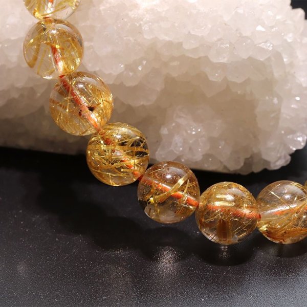 画像6: ブレス　タイチンルチルクォーツ＜ブラジル産＞　丸　約9.5mm　金運　財運　ギャンブル運　パワーストーン　天然石　品番：18028