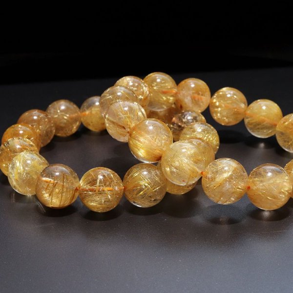 画像5: ブレス　ルチルクォーツ＜ブラジル産＞　丸　約14.5mm　金運　財運　ギャンブル運　パワーストーン　天然石　品番：18033