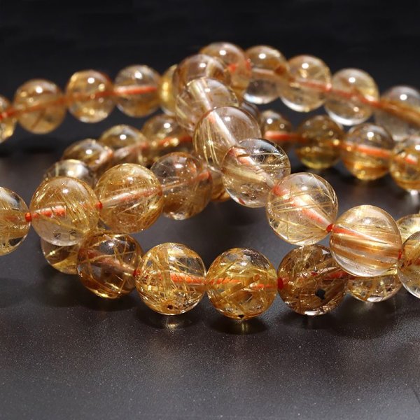 画像4: ブレス　タイチンルチルクォーツ＜ブラジル産＞　丸　約9.5mm　金運　財運　ギャンブル運　パワーストーン　天然石　品番：18028