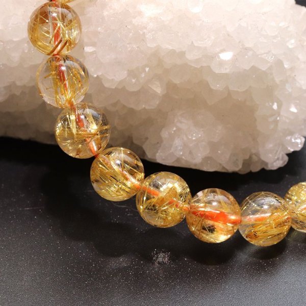 画像5: ブレス　タイチンルチルクォーツ＜ブラジル産＞　丸　約8.5mm　金運　財運　ギャンブル運　パワーストーン　天然石　品番：18027