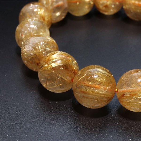 画像3: ブレス　ルチルクォーツ＜ブラジル産＞　丸　約14.5mm　金運　財運　ギャンブル運　パワーストーン　天然石　品番：18033