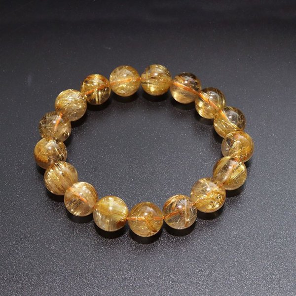 画像5: ブレス　タイチンルチルクォーツ＜ブラジル産＞　丸　約12mm　金運　財運　ギャンブル運　パワーストーン　天然石　品番：18030