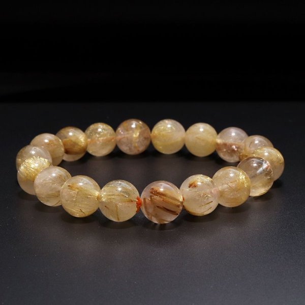 画像3: ブレス　ルチルクォーツ＜ブラジル産＞　丸　約11〜11.9mm　金運　財運　ギャンブル運　パワーストーン　天然石　品番：18034