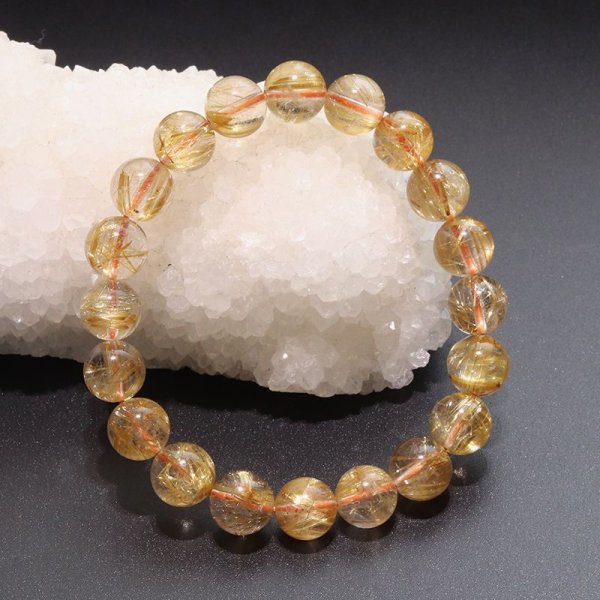 画像7: ブレス　タイチンルチルクォーツ＜ブラジル産＞　丸　約9.5mm　金運　財運　ギャンブル運　パワーストーン　天然石　品番：18028