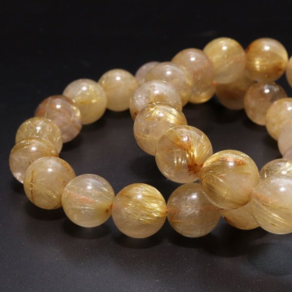 画像4: ブレス　ルチルクォーツ＜ブラジル産＞　丸　約11〜11.9mm　金運　財運　ギャンブル運　パワーストーン　天然石　品番：18034