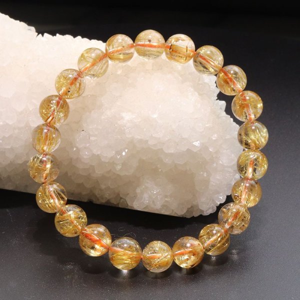 画像6: ブレス　タイチンルチルクォーツ＜ブラジル産＞　丸　約8.5mm　金運　財運　ギャンブル運　パワーストーン　天然石　品番：18027