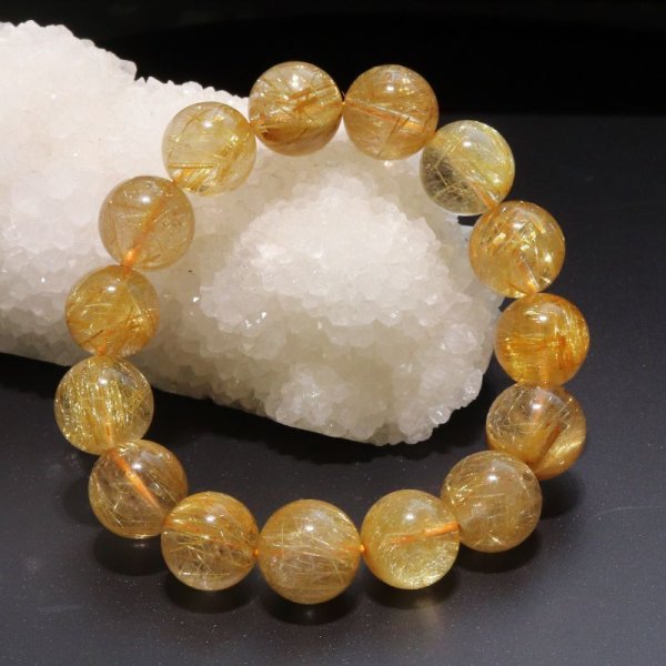 画像8: ブレス　ルチルクォーツ＜ブラジル産＞　丸　約14.5mm　金運　財運　ギャンブル運　パワーストーン　天然石　品番：18033