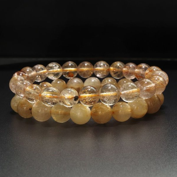 画像3: ブレス　ルチルクォーツ＜ブラジル産＞　丸　約9〜9.9mm　金運　財運　ギャンブル運　パワーストーン　天然石　品番：18035