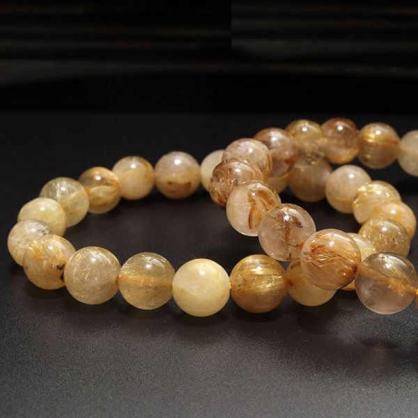 画像4: ブレス　ルチルクォーツ＜ブラジル産＞　丸　約9〜9.9mm　金運　財運　ギャンブル運　パワーストーン　天然石　品番：18035