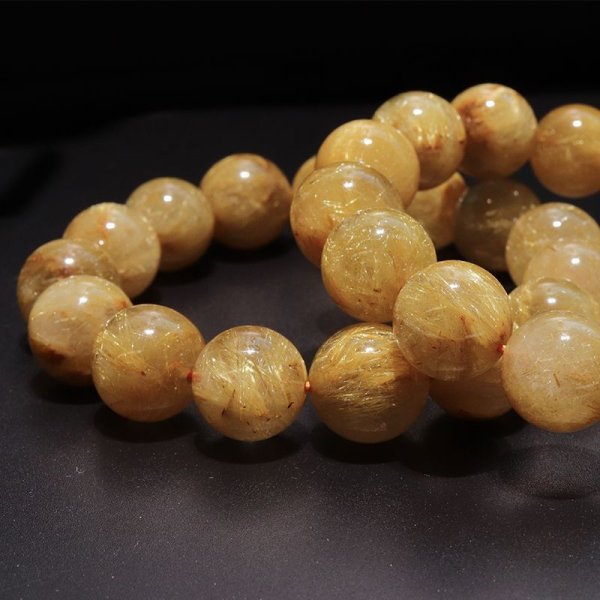 画像4: ブレス　ルチルクォーツ＜ブラジル産＞　丸　約14.5mm　金運　財運　ギャンブル運　パワーストーン　天然石　品番：18046