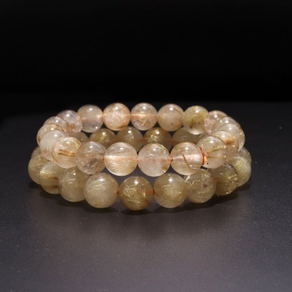 画像4: ブレス　ルチルクォーツ＜ブラジル産＞　丸　約10〜10.9mm　金運　財運　ギャンブル運　パワーストーン　天然石　品番：18043