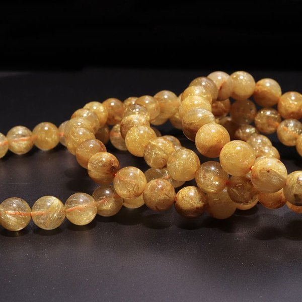 画像4: ブレス　ルチルクォーツ＜ブラジル産＞　丸　約9mm　金運　財運　ギャンブル運　パワーストーン　天然石　品番：18049