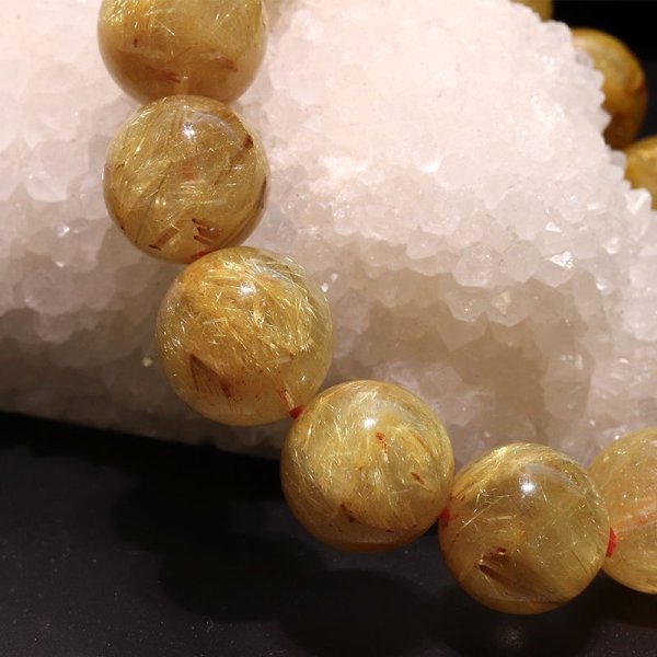 画像5: ブレス　ルチルクォーツ＜ブラジル産＞　丸　約14.5mm　金運　財運　ギャンブル運　パワーストーン　天然石　品番：18046