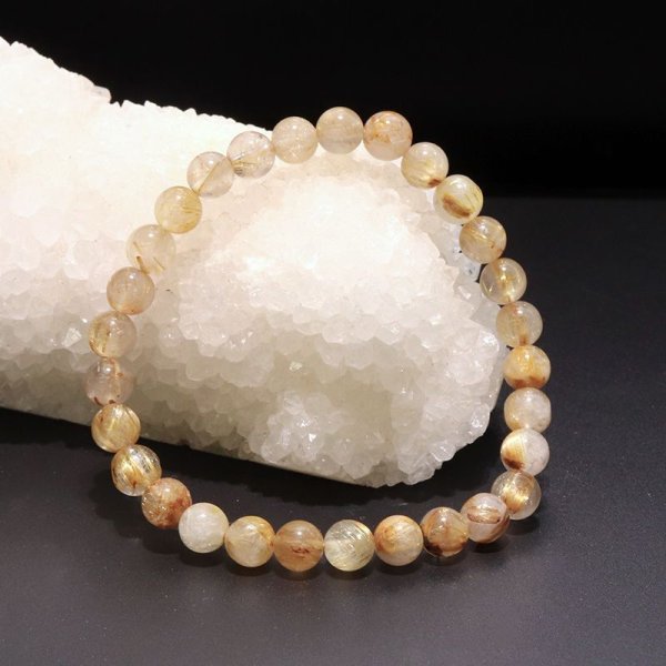 画像6: ブレス　ルチルクォーツ＜ブラジル産＞　丸　約6.5mm　金運　財運　ギャンブル運　パワーストーン　天然石　品番：18045